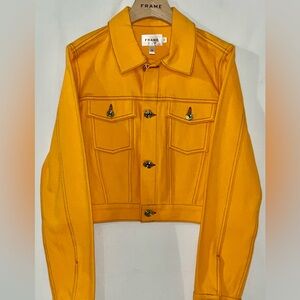 FRAME x Carolina Herrera Cropped Tailored Jacket – Marigold Yellow L Edition XS